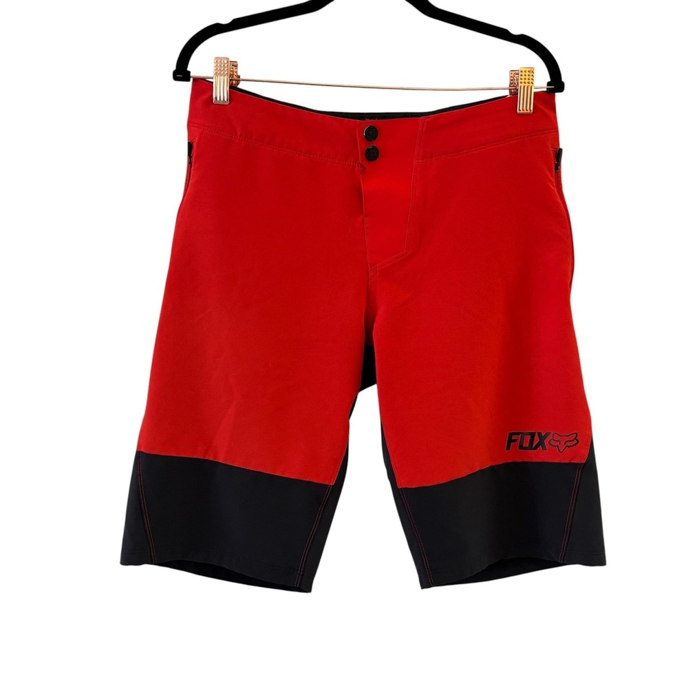 Fox Racing Altitude Bike Shorts Mens‎ 32 Red Black Stretch Zip Pockets MTB